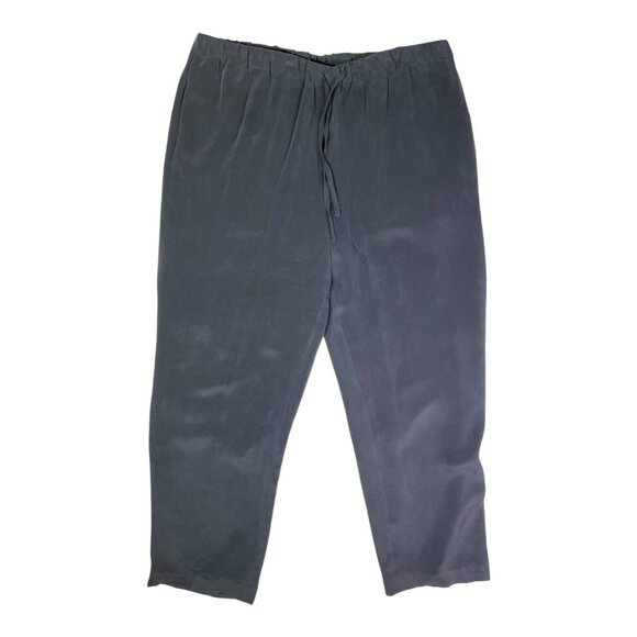 Mel & Lisa Size XL Pull-On Silk Pants Drawstring Pockets Fully Lined Dark Grey - Picture 1 of 7